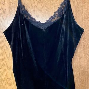 Black Cami, Velvet bodice/Lace V-neck